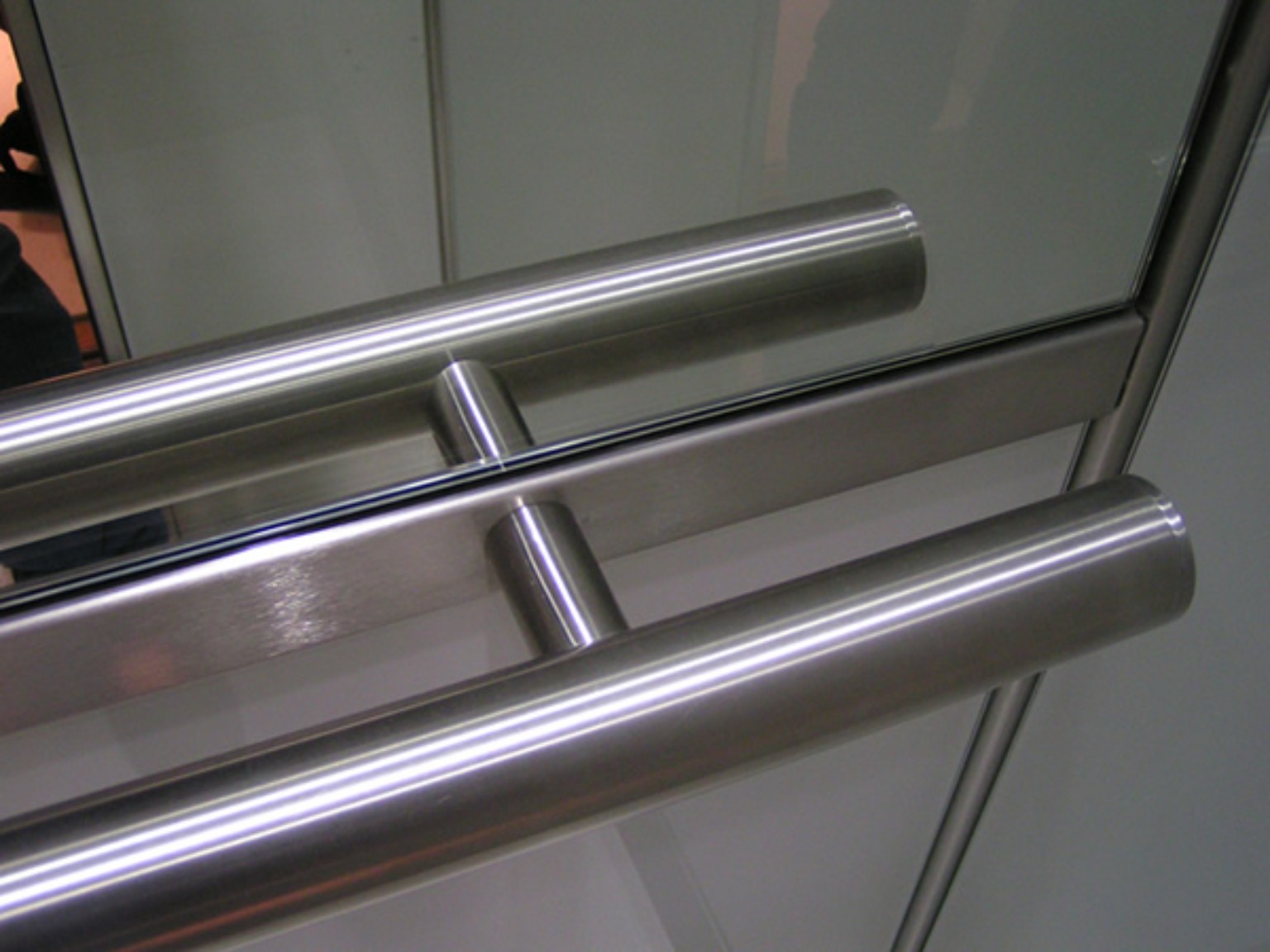 Close-up of stainless steel handrail